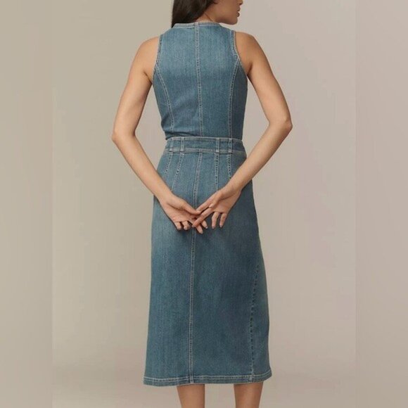 ❤️HP❤️NWT Size XL- Anthropologie Pilcro Denim Vest Twofer Midi Dress (Two piece) - Picture 4 of 14